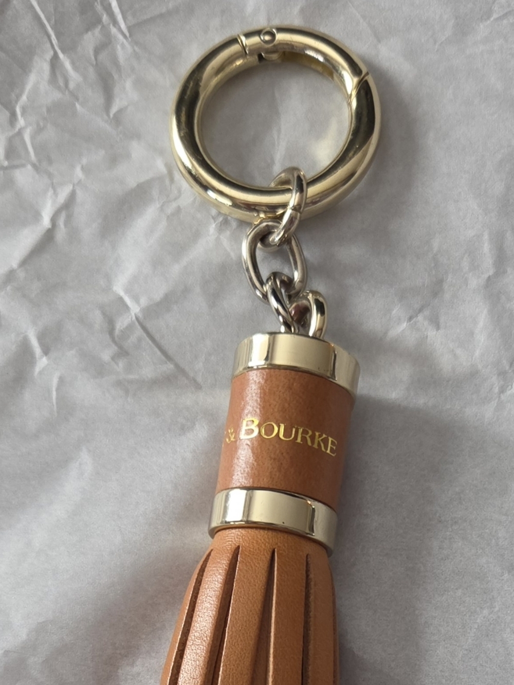 Dooney & Bourke Sammi Tassel Leather Charm w/Big Gold Ring Like New